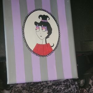 Purple and Gray Striped Canvas Art